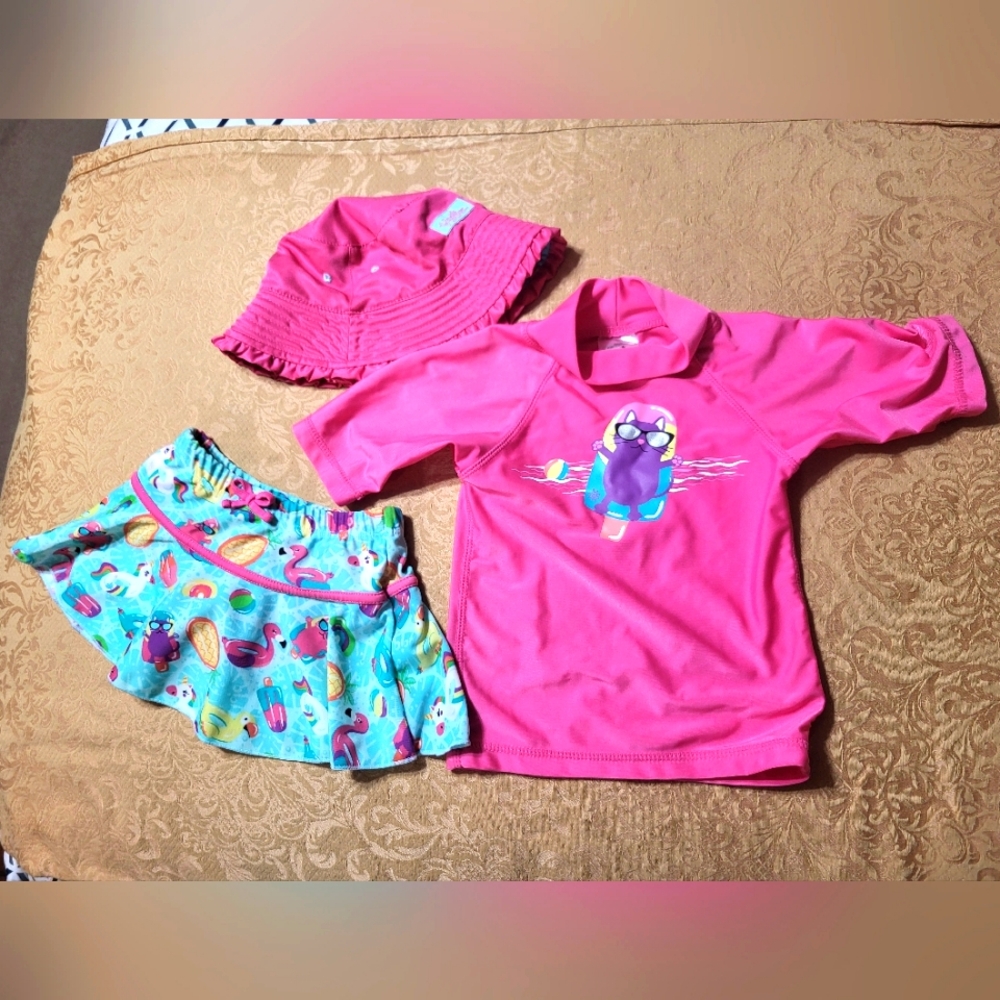 UV Skinz 3 pc swimsuit set w/hat girls 3T  #2589